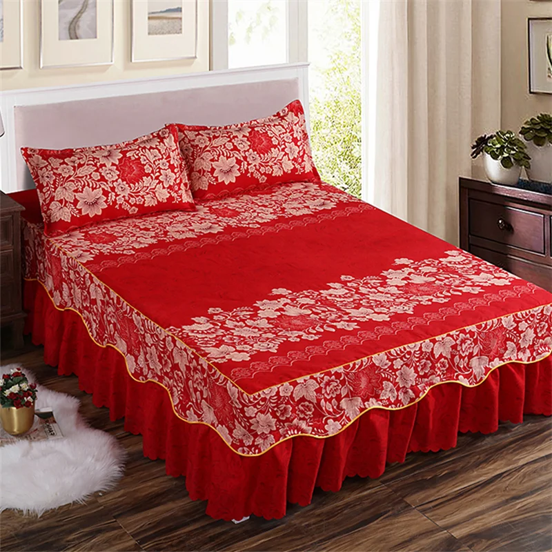 

Home Textile Bedcover European Style Bedspread Polyester Cotton Bed Skirts Flowers Colourful Bed Linings150X200cm Queen Size