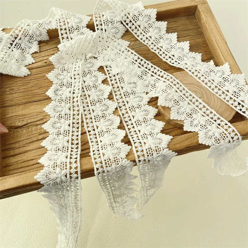 Apparel Sewing Fabric Off White Trim Cotton Crocheted Lace Fabric Ribbon Handmade Accessories