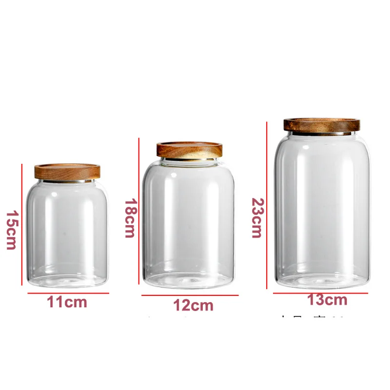 Kimchi Glass Jar with Wooden Lid Sealed Food Bottle Large-capacity Glass Container Candy Fruit Storage Jar Bottle Decoration New