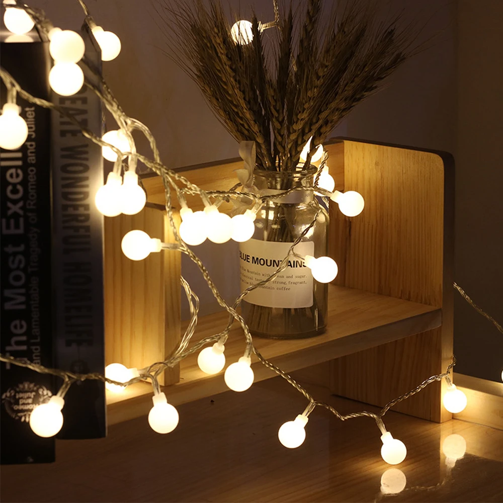 Girlanda 1.5M 3M 6M 10M USB/AA Bateria LED Ball String Lights Świąteczne lampki świąteczne na wesele Holiday Party dekoracja wnętrz