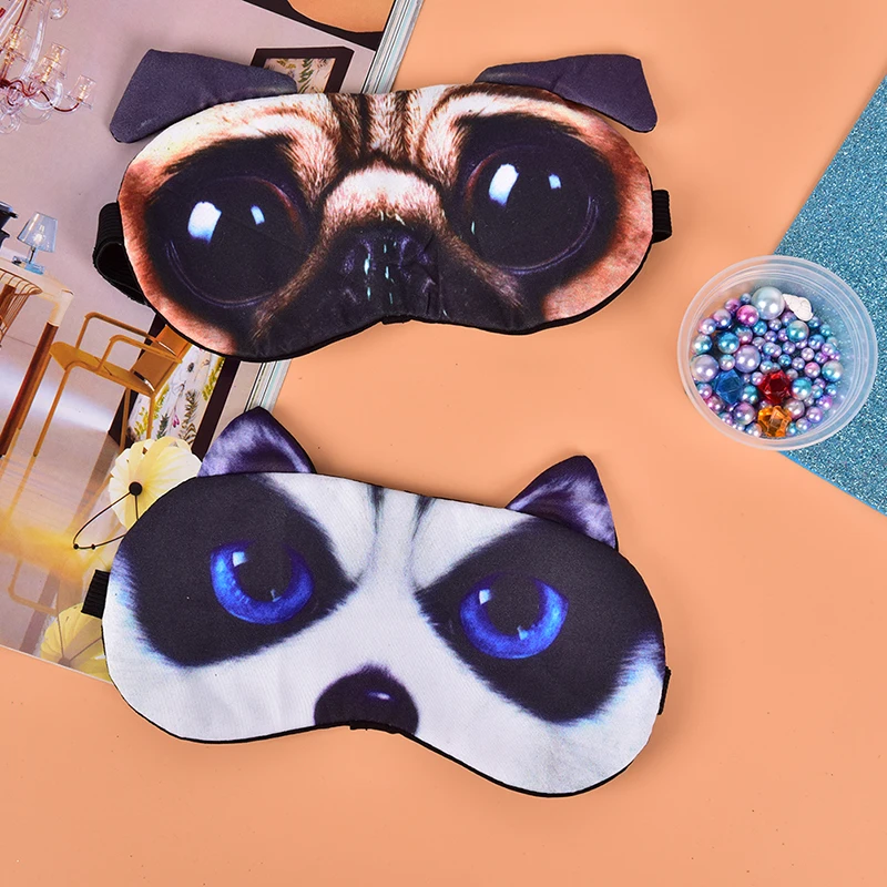 Cute Cat Dog Sleep Mask Eyeshade Cover Eye Mask Natural Sleeping Soft Blindfold Eyepatch Women Men Sleep Eyeshade Eye Cover