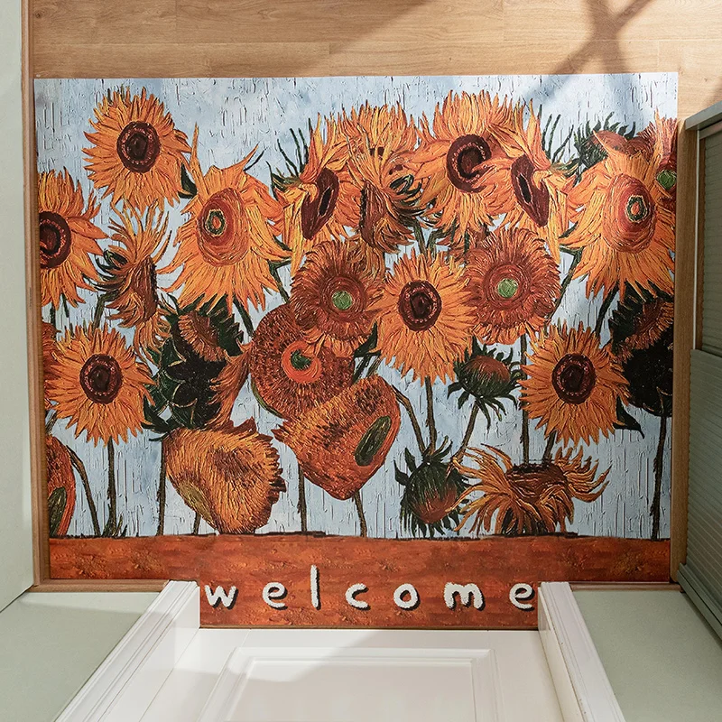 Front Door Mat Welcome Mats Spinning Fall Doormat Anti Slip Backing Outdoor Porch Decor Entrance Rugs Shoe Boot Entryway Carpet