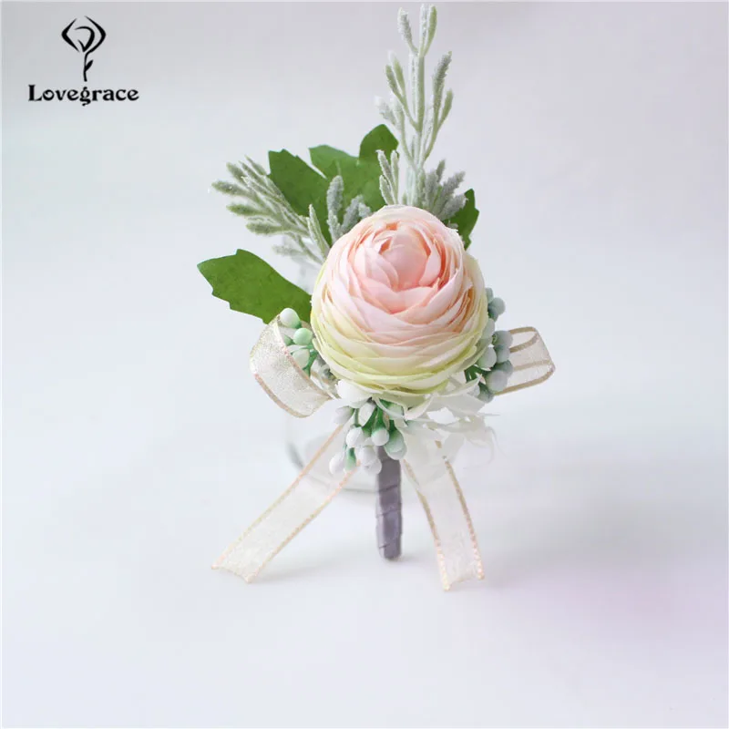 Lovegrace Nam Áo Khoác Nữ họa tiết Cô Dâu Cổ Tay Corsages Chú Rể Boutonniere Pin Champagne Burgundy Phù Dâu Vòng Tay Hoa Cưới Tiếp Liệu