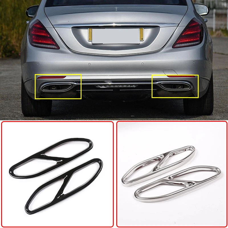 

2pcs Car Accessories Exhaust Pipe Tail Cover Trim 304 Stainless Steel For Mercedes Benz S Class W222 2018-2022