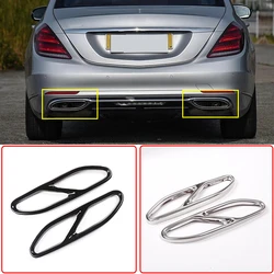 2pcs Car Accessories Exhaust Pipe Tail Cover Trim 304 Stainless Steel For Mercedes Benz S Class W222 2018-2022