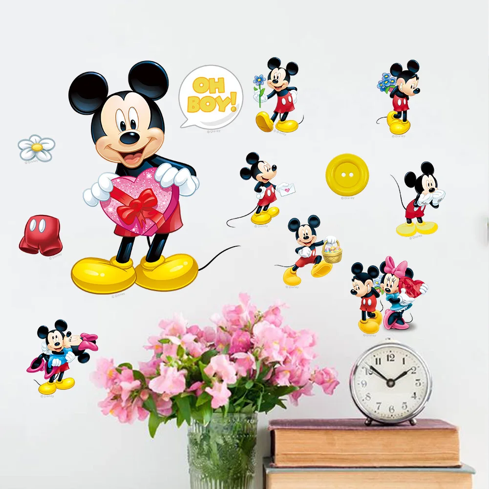 HOT 3D Cartoon Mickey Minnie Mouse baby home decals wall sticker vinyl stickers for kids rooms decoration baby favorite posters