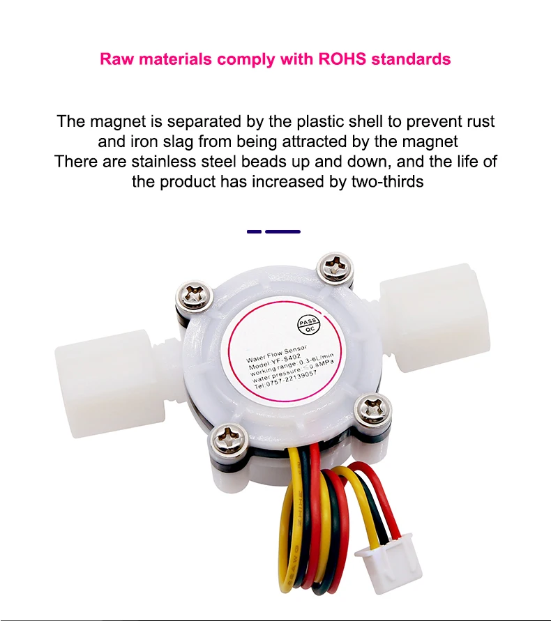 1/4" Wasserspender Wasserdurchflusssensor 1,75 MPa Hall-Sensor Intelligente Toilette PE-Rohr Turbinen-Durchflussmesser DC5~18V – Detail 3