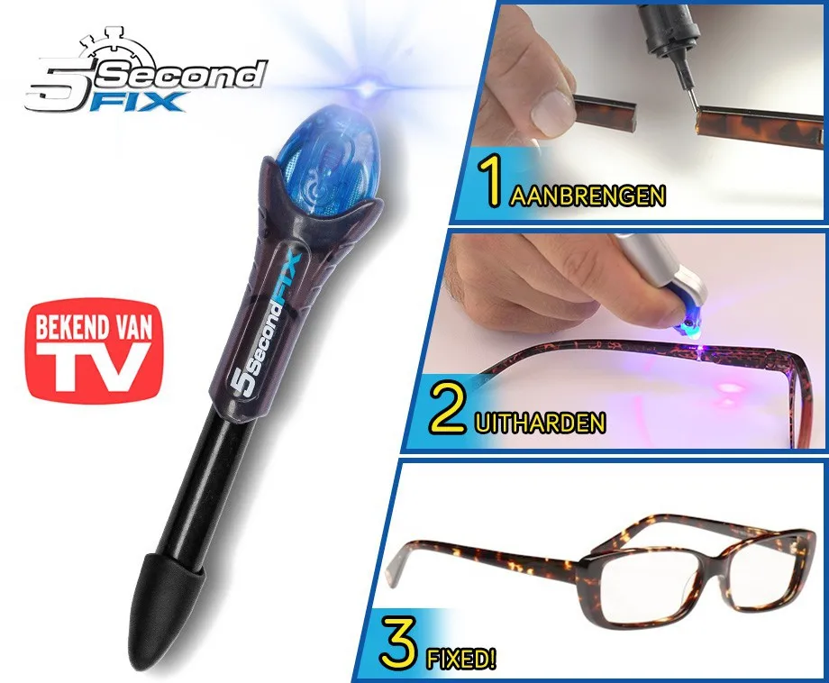 5 Second Quick Fix Liquid Glue Pen UV Light Repair Tool Super Powered Liquid Plastic Welding Compound Office Supplies