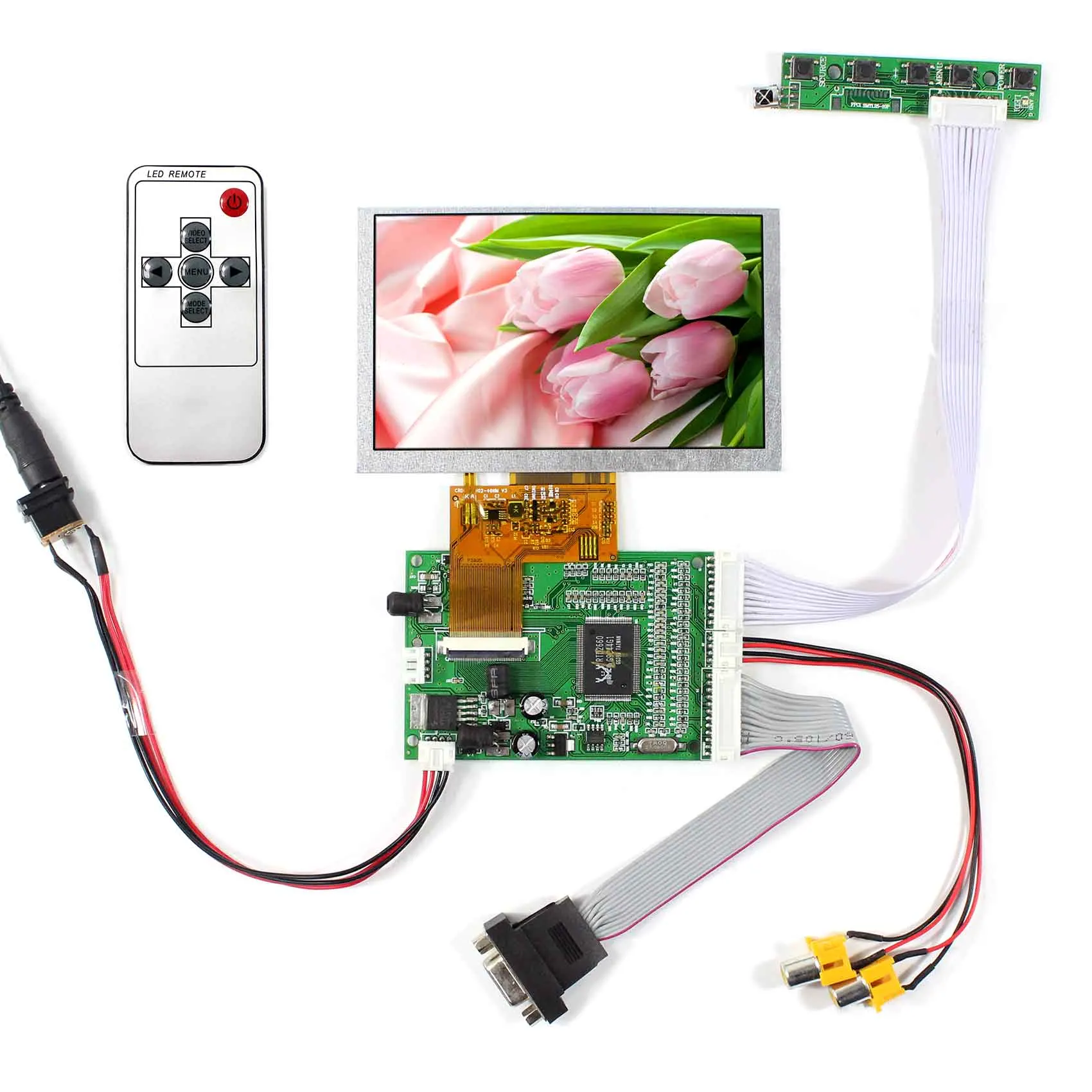 5" 800X480 TFT-LCD Replacement AT050TN43 VGA AV Driver Board For Car Navigation