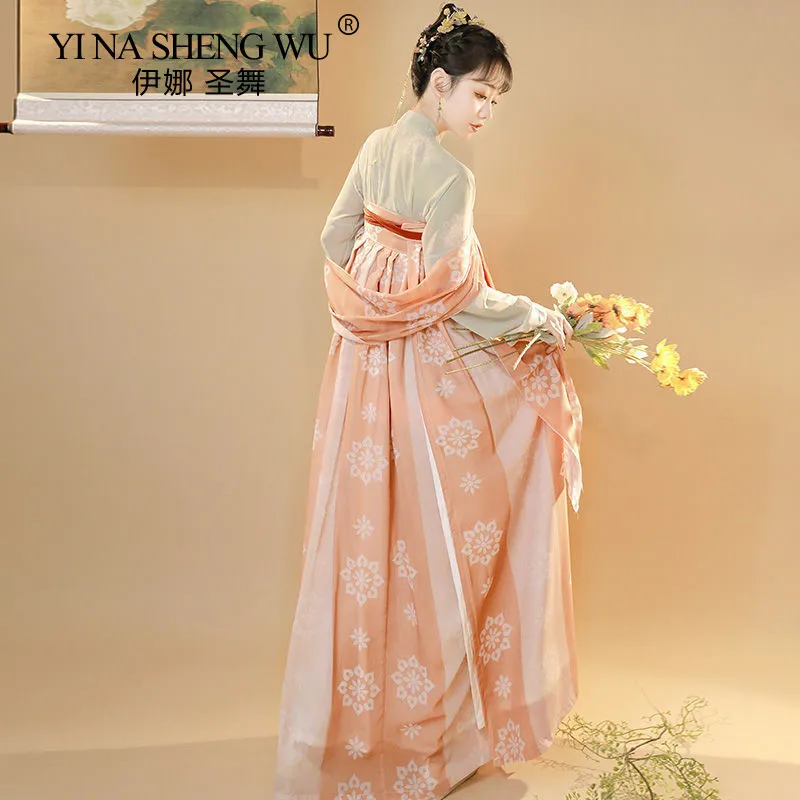 Hanfu vestido de dança feminino, roupão tradicional chinês com estampa de princesa, estilo oriental, casamento tang, fantasias de dança folclórica de fadas