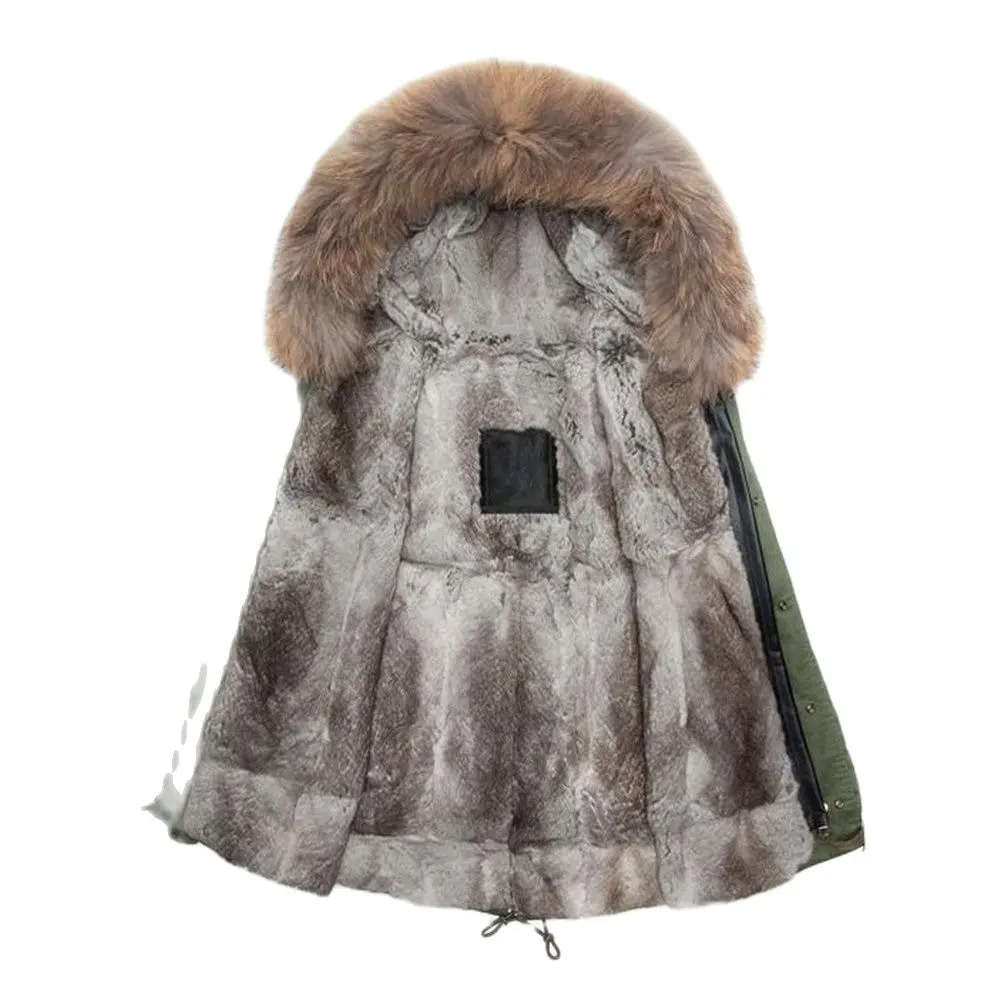 

New Arrival Winter Warm Raccoon Collar And Rabbit Fur Jacket Fur Parka Warm Winter Real Fur Liner Coat