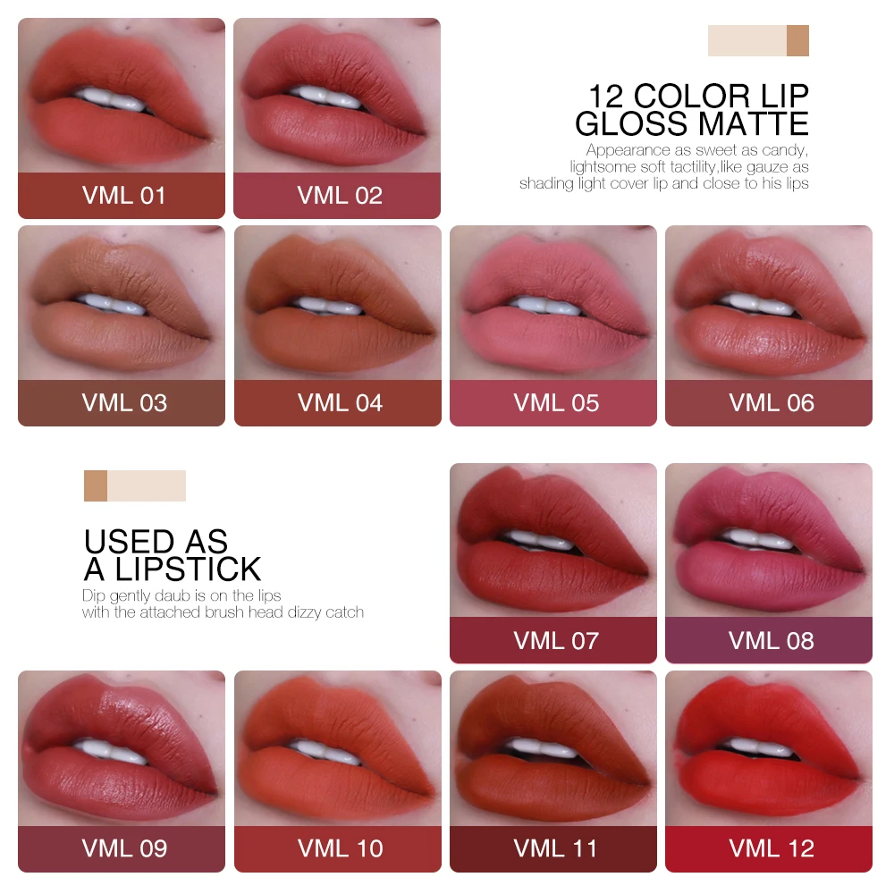 O.TWO.O 12colors Best Sale Hot Cosmetics Makeup Lip Gloss Long Lasting Waterproof Easy to Wear Matte Lipstick