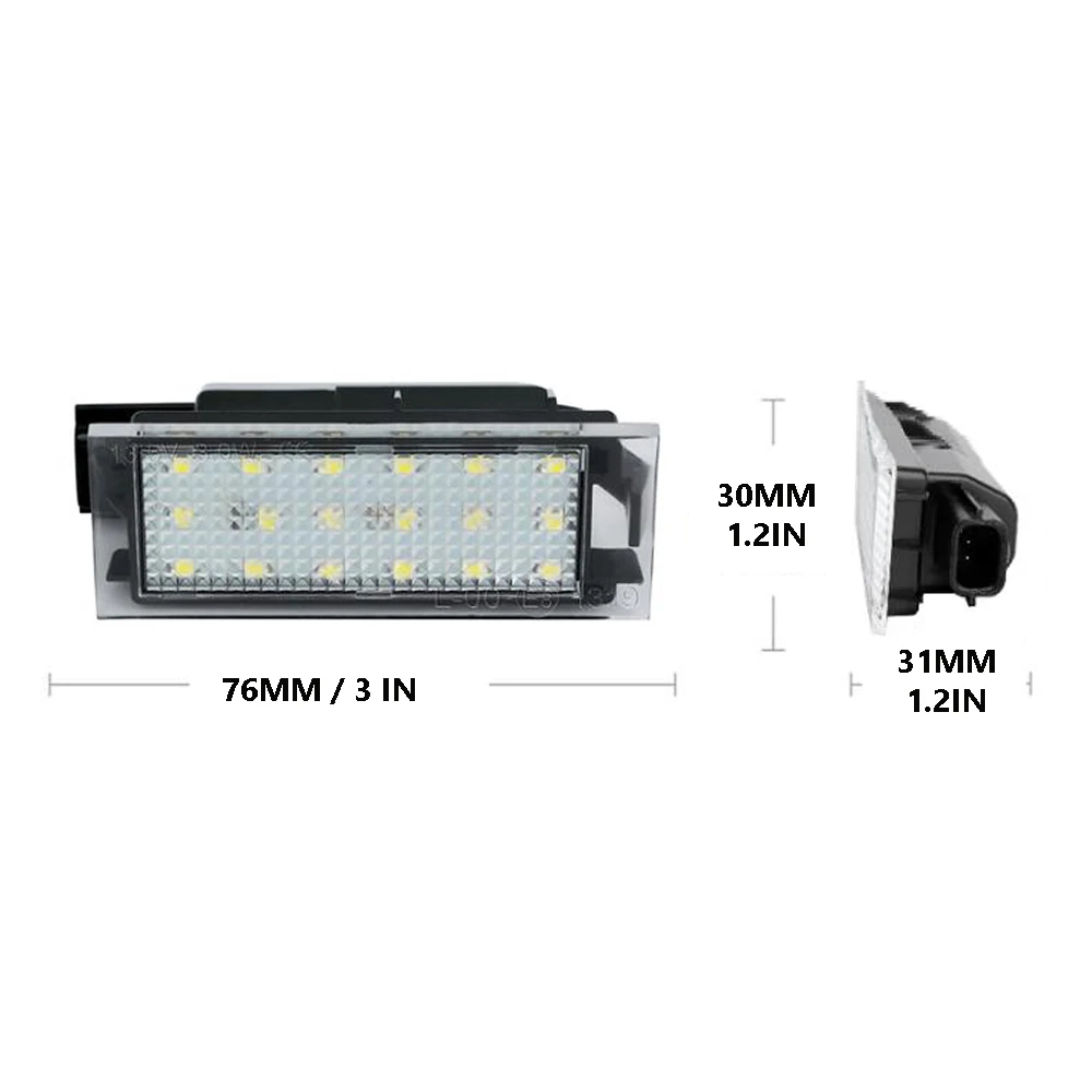 2x LED License Number Plate Light Lamps For Renault Megane 2 Clio Laguna 2 Megane 3 Twingo Master Vel Satis for Opel Movano