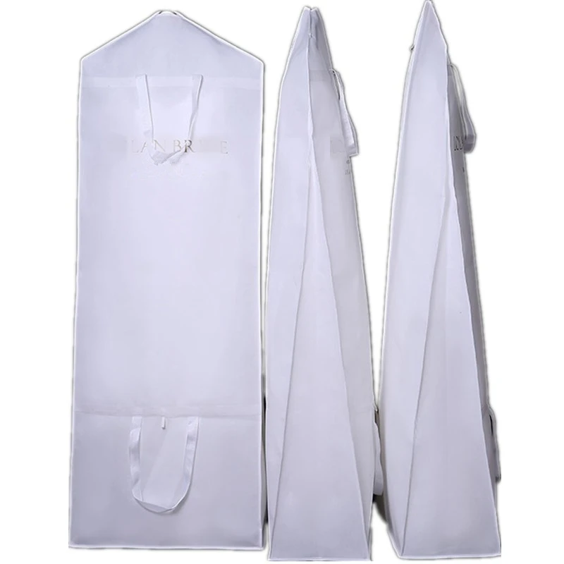 Gusseted Wedding Dress Garment Bag Portable Dust Cover Dustproof Protection For Long Puffy Ball Gowns - 71” Length