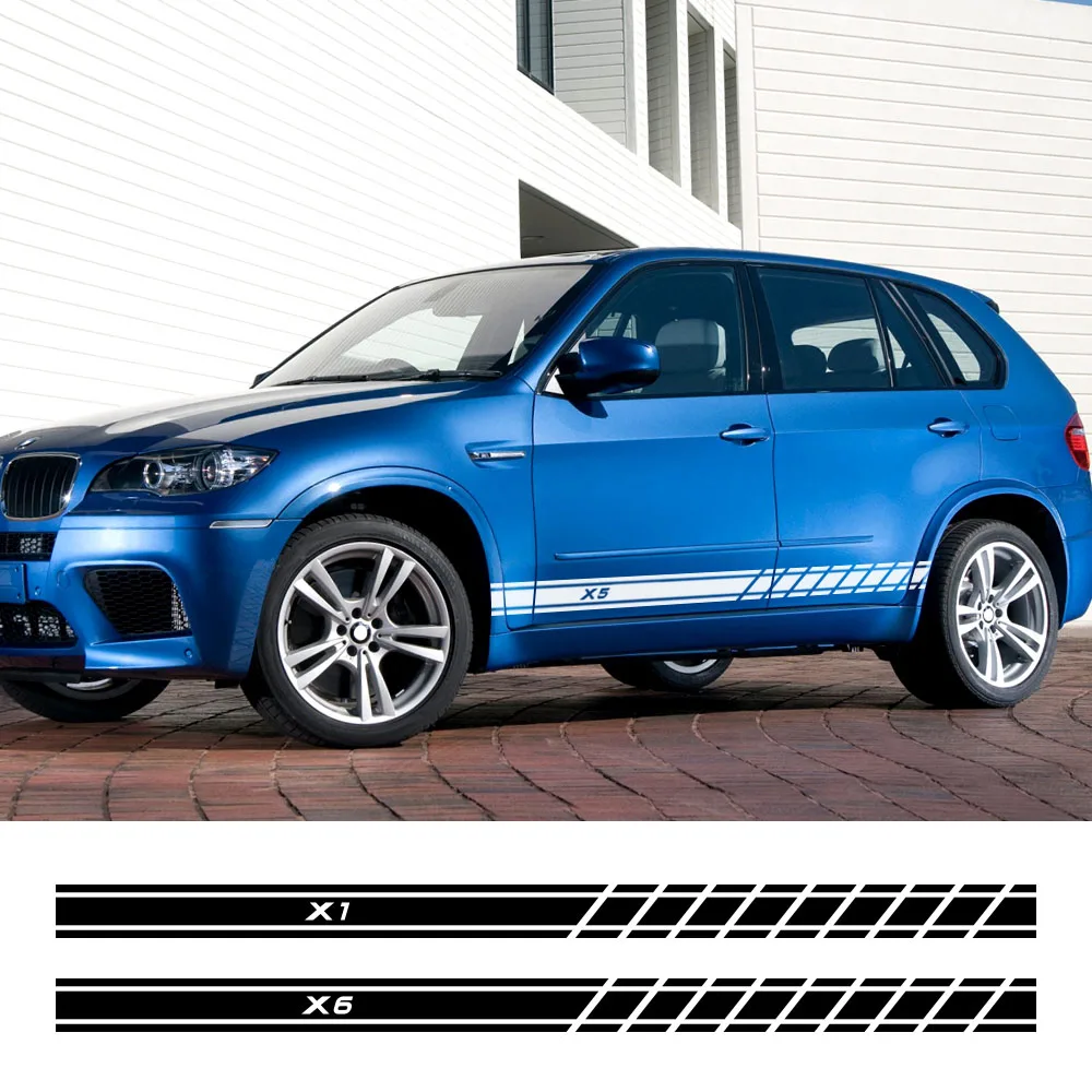 

2 шт. наклейки на боковую юбку двери автомобиля, виниловые наклейки, автоаксессуары для BMW X5 E70 F15 G05 X1 F48 X3 F25 X6 E71 X2 F39 X4 F26 X7 G07