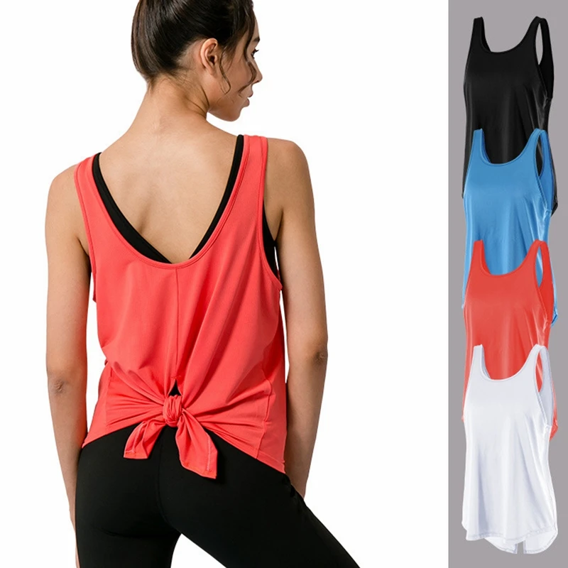 Summer Sleeveless Yoga Vest Sport Singlet Women Athletic Fitness Sport Tank Tops Gym Running Training Loose Yoga Shirts