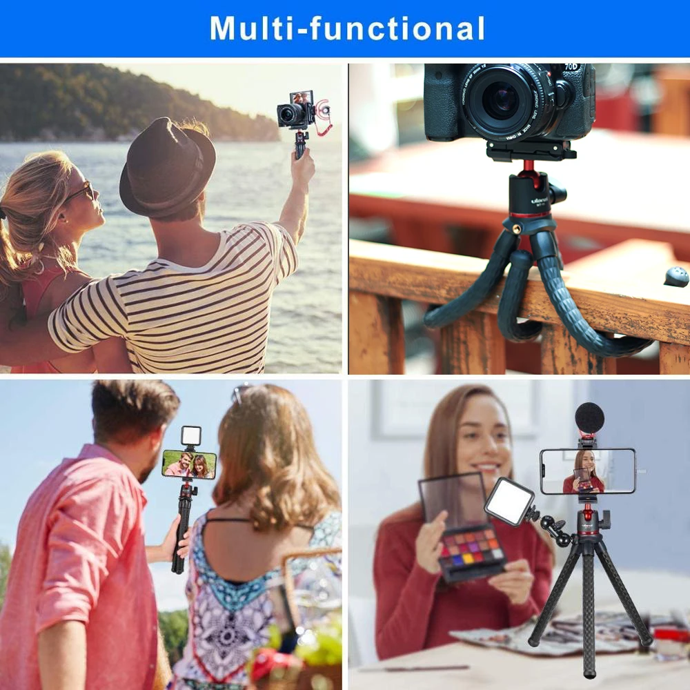 Ulanzi FT-01 MT-11 MT-33 Travel Flexible Octopus Smartphone DSLR SLR Vlog 2 in 1 Tripod for Camera Gopro 13 12 11 iPhone 16 15