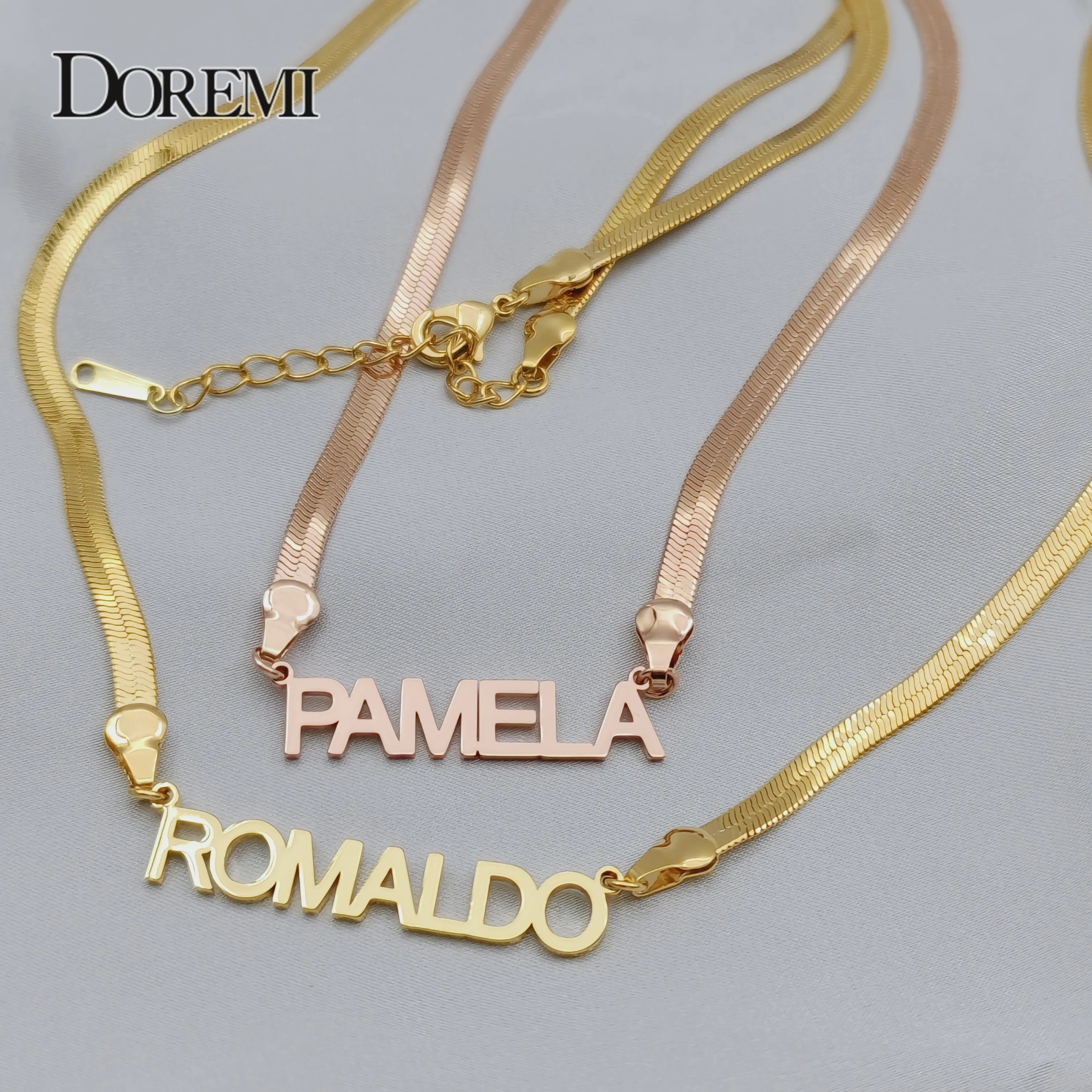 Collar de cadena de serpiente con nombre personalizado para mujer, collar con placa con nombre y letras, joyería personalizada, Regalo para mamá y Niña