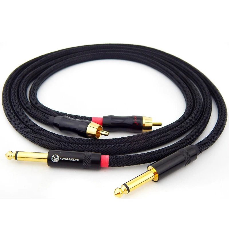 HIFI 6.35mm Plug To RCA Audio AUX Cable For Amplifier Signal Lines 4N Copper 6.5 Convert RCA Guitar tuning line