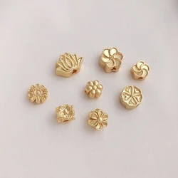 20PCS Beads for Jewelry Making Gold Plated Bracelets Flower Spacer Bead Charms for Jewelry Making DIY Brass Accessories