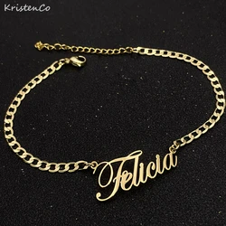 KristenCo Customized Personalized Name Anklet Custom Name Jewelry Stainless Stee Anklet Women Jewelry Handmade Gift