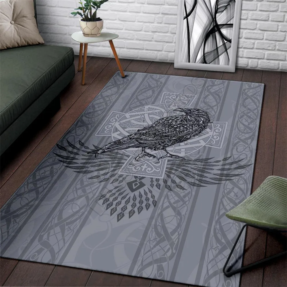 Viking Area Rug Odin's Celtic Raven Scandinavian Tattoo 3D Printed Rugs Mat Rugs Anti-slip Large Rug Carpet Home Decoration