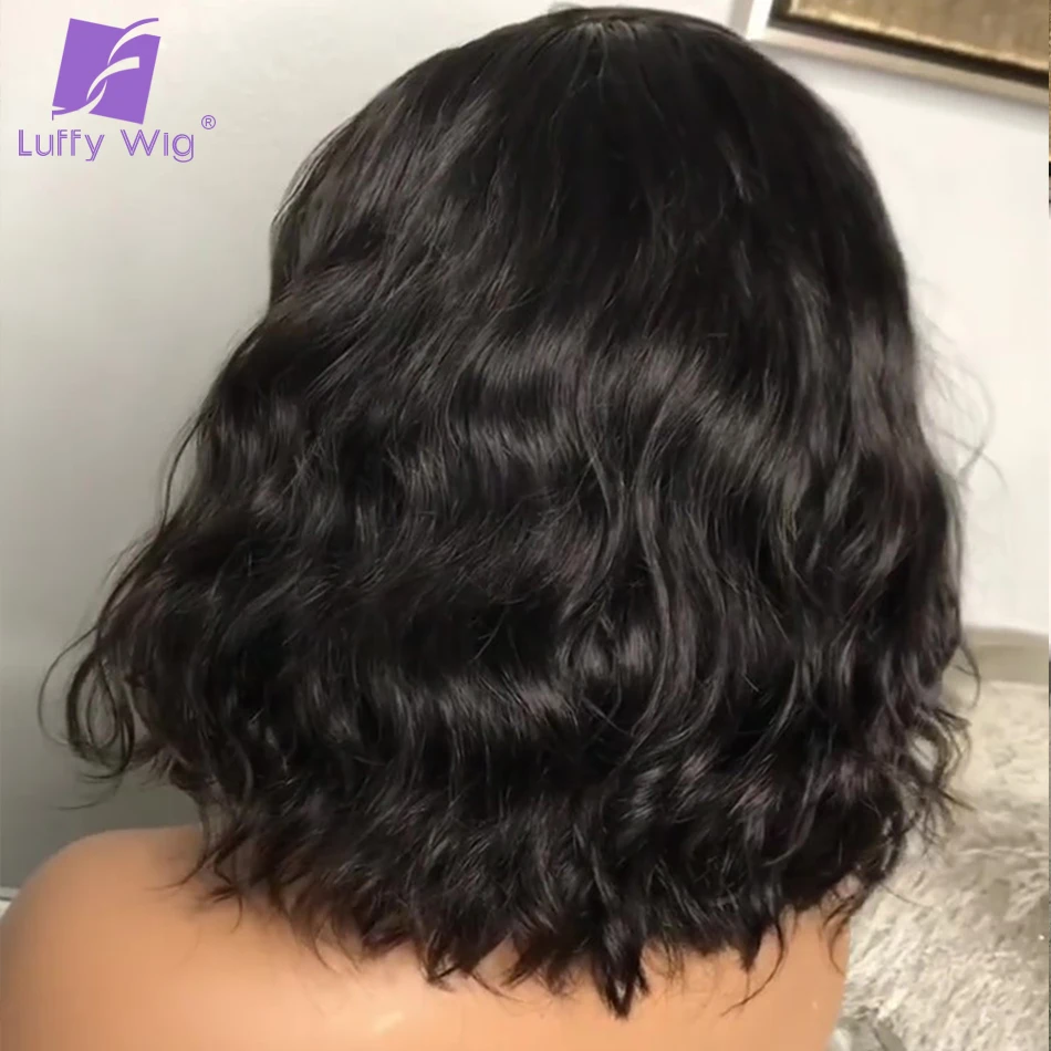 200 Density Short Bob Human Hair Wigs 5x5 PU Silk Base Wig Brazilian Remy Hair Closure Wigs Natural Wave Fake Scalp Wigs Luffy