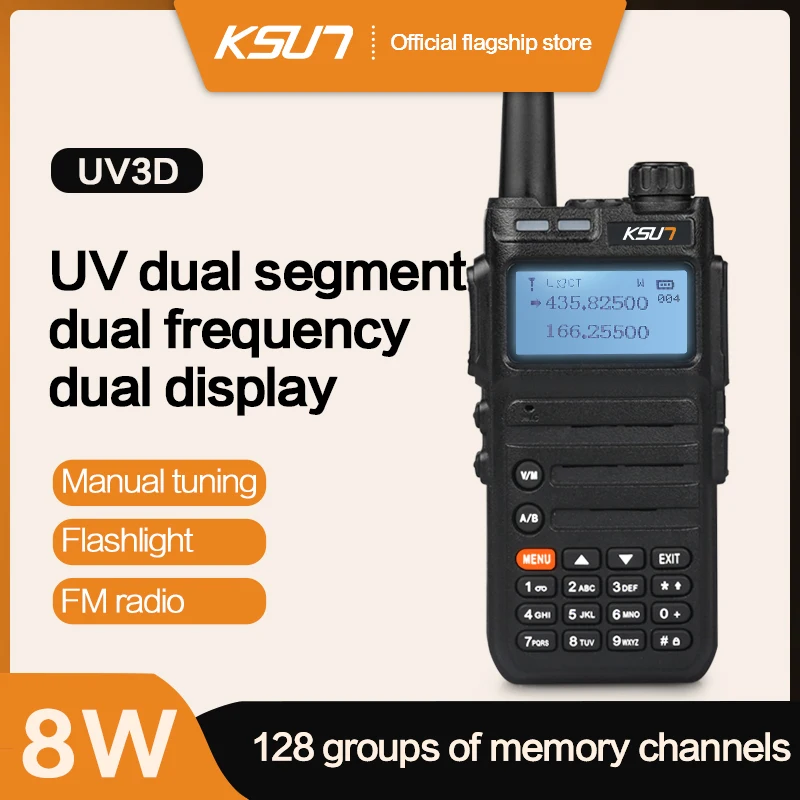 KSUT UV3D Walkie Talkie Radio bidirezionale VHF CB Ham Radio funzione FM Talkie Walkie interfono professionale Set Wireless per la caccia