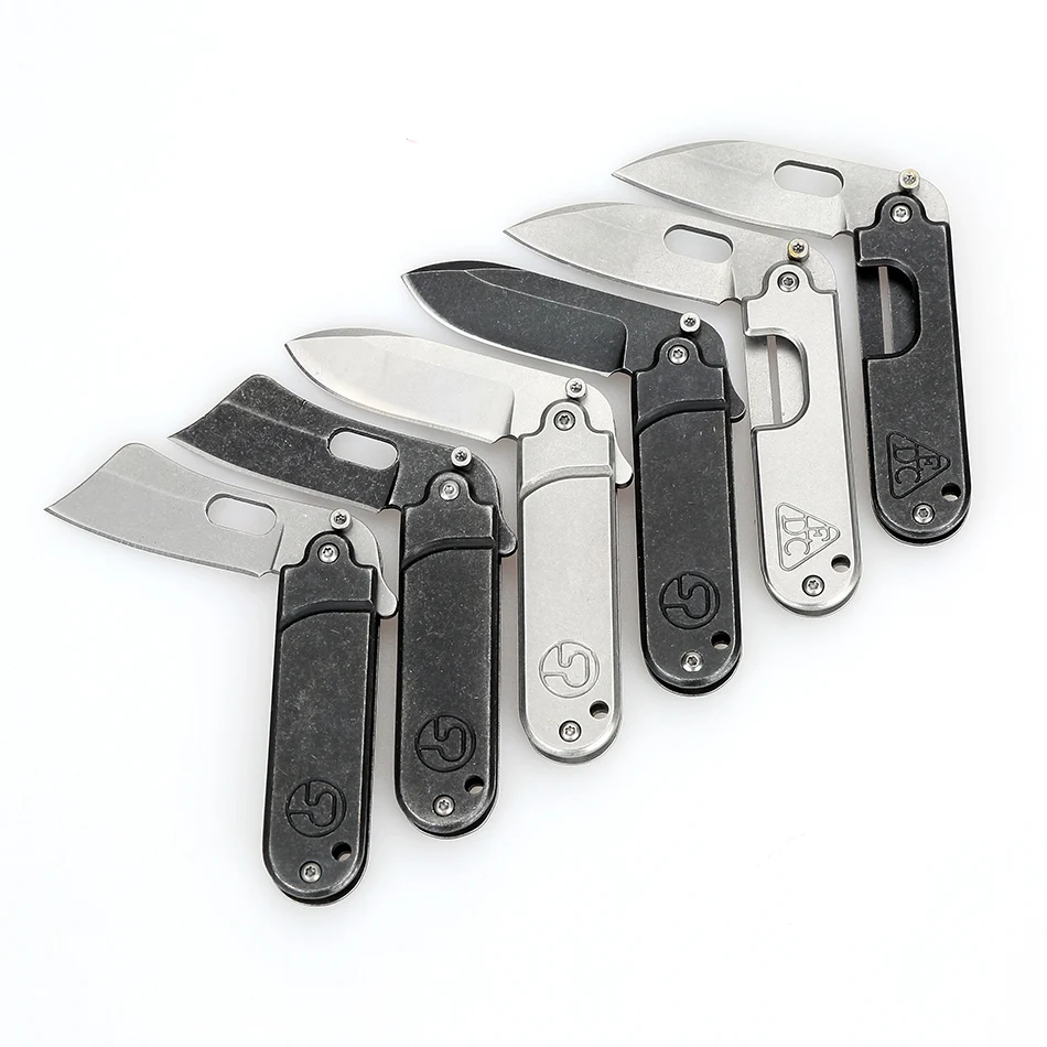 Dobeli Mini Outdoor Folding Pocket Knife Stainless Steel Stonewashed Key Chain Pendant Pea Ultility Knife