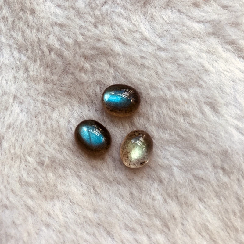 AAA Quality Blue Flash Labradorite Bead Cabochon 8x10mm Oval Gem Cabochons For Jewelry making, 2pcs/pack