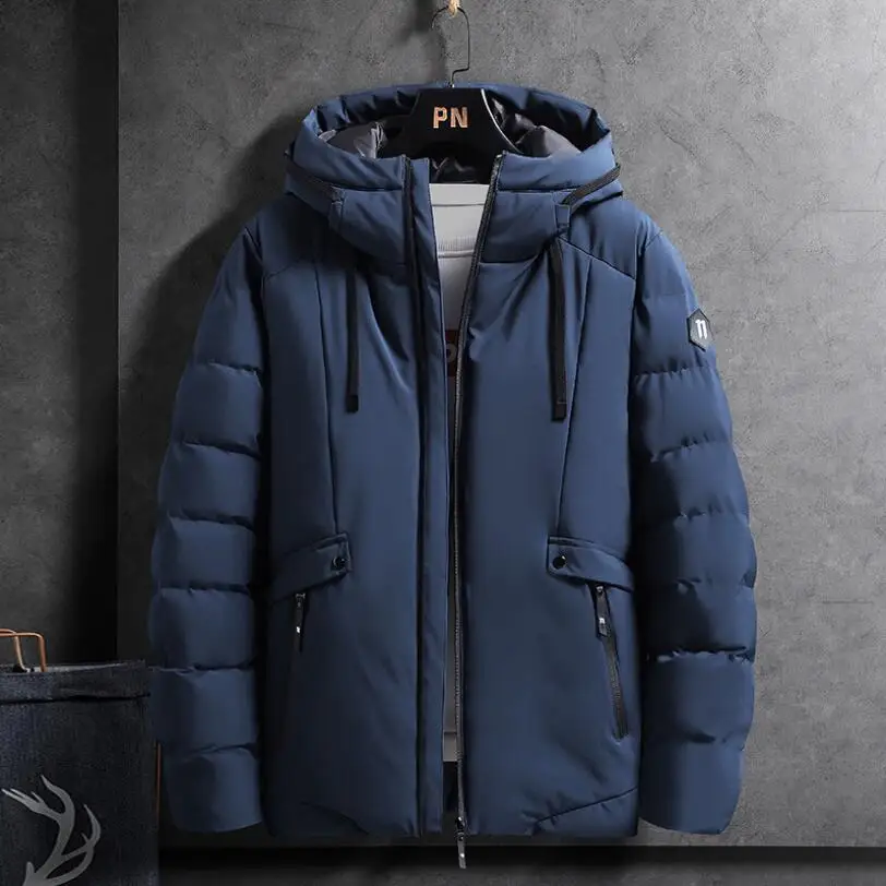 Winter Jacke Männer Hoodied Parka Mann Warme Winddicht Mantel Männlichen Verdicken Zipper Jacken Herren Feste Unten Baumwolle Mäntel w2250