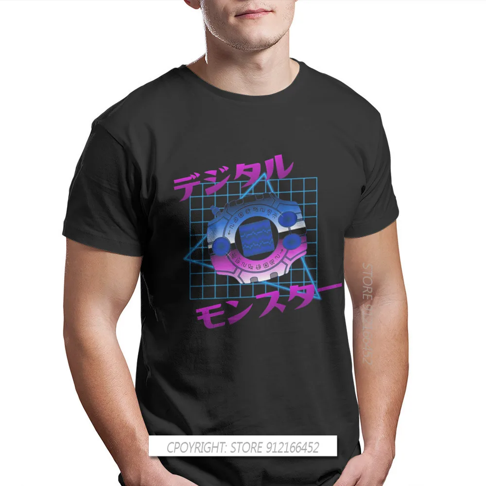 80'S Digivice Crew Neck TShirt Digimon Agumon Tai Matt Gabumon Cool Adventure Anime Pure Cotton Original Men T-Shirts Fashion