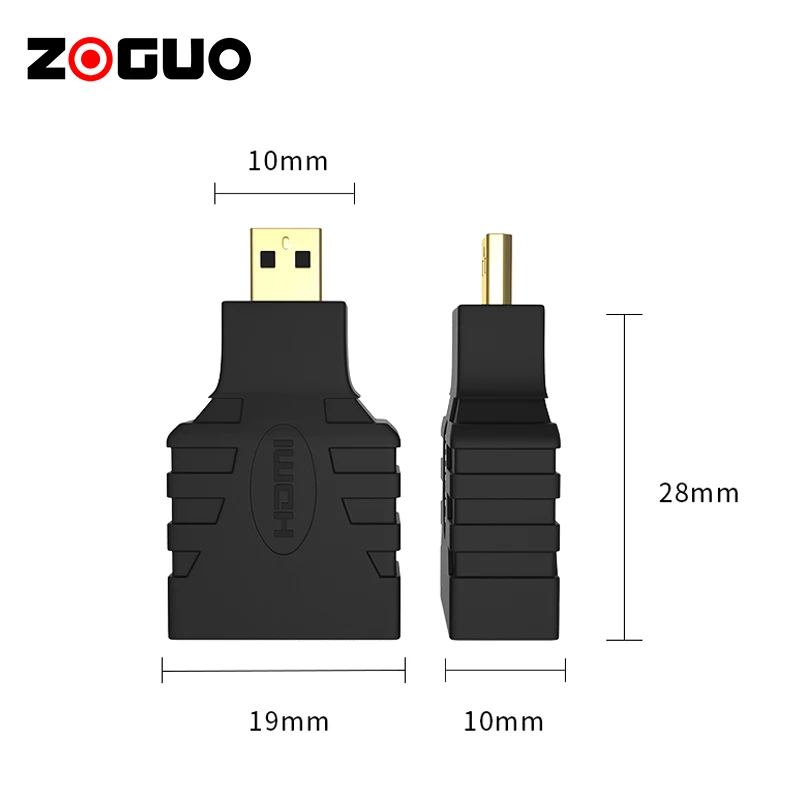 Zoguo micro hdm para hdmi adaptador hdmi fêmea para micro hdmi macho conector extensor 4k hdmi adaptador para câmera digital hdtv