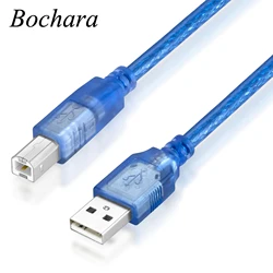 Bochara USB 2.0 kabel do drukarki typ A męska do typu b męskie podwójne ekranowanie (folia + pleciony) wysoka prędkość 30cm 50cm 100cm