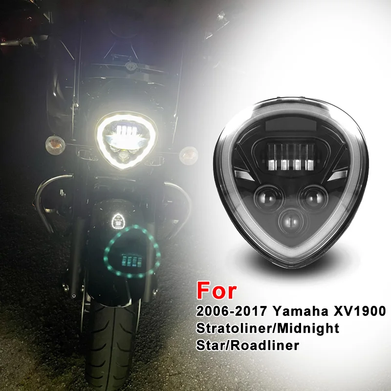 CE Recognized LED Headlight Assembly Fit for Yamaha Stratoliner S/Deluxe /Midnight Star/Roadliner XV1900 2006-2017