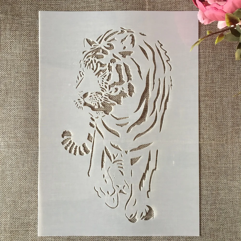 A4 29cm Tiger DIY Layering Stencils Wall Painting Scrapbook Coloring Embossing Album Decorative Template