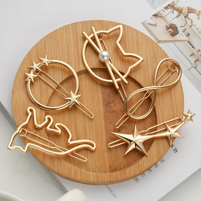 2pcs Women Hair Clips Korean Cute Blond Simple Cat Shape Hairpin Hairclip Jewelry Girl Metal Animal Clip Hair Accessories