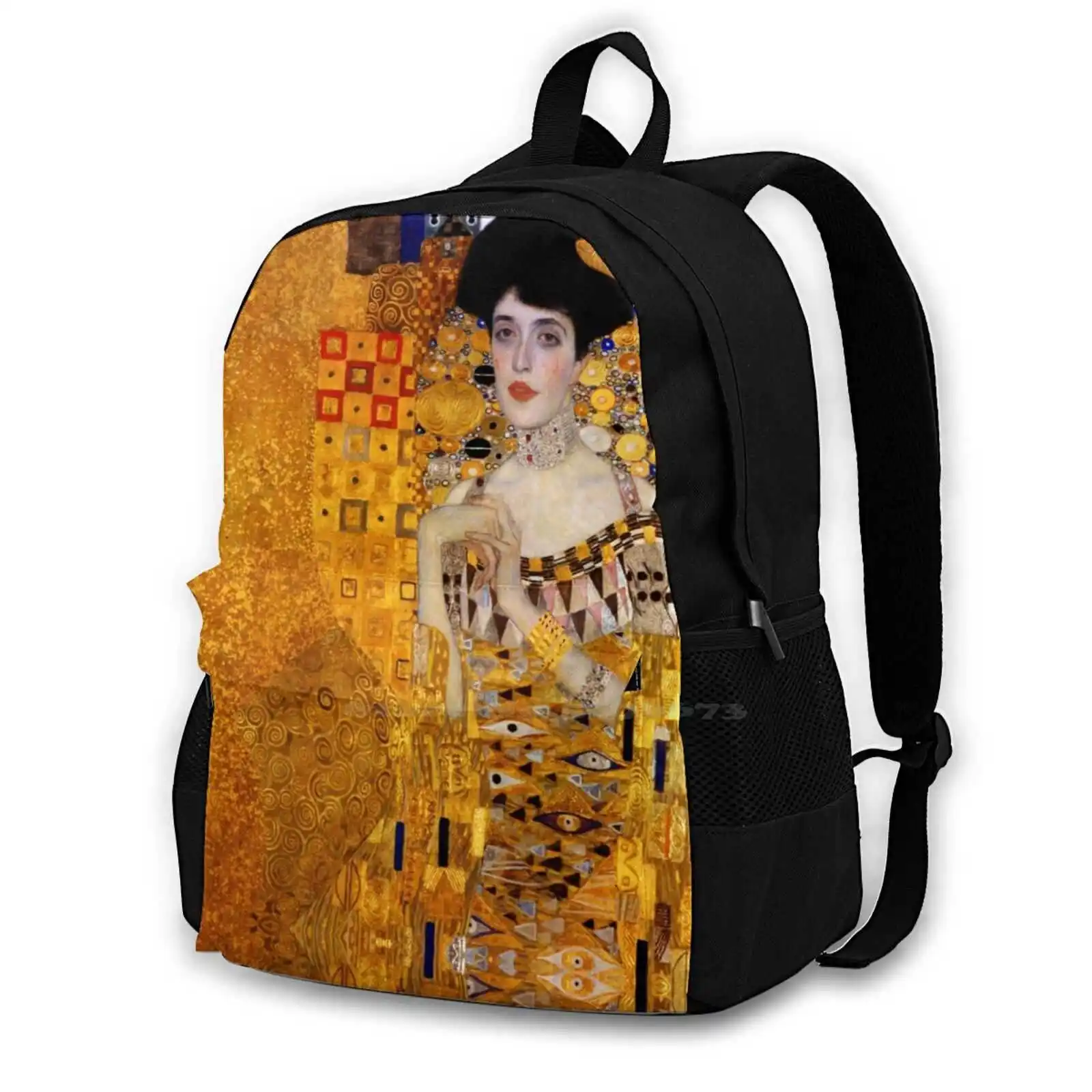 Portrait Of Adele Bloch-I-Gustav Klimt Travel Laptop Bagpack School Bags Portrait Of Adele Bloch I Gustav Klimt Gold