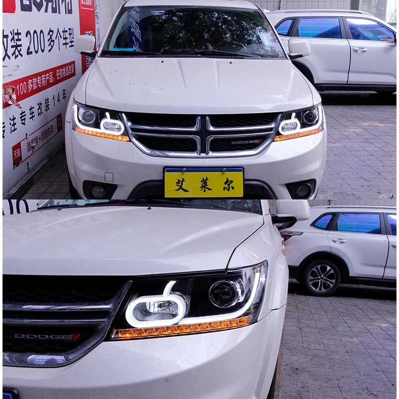 Untuk Dodge JCUV Journey 2009-2016 Lampu Depan LED Fiat Freemont LED DRL Hid Angel Eye Bi Xenon Beam Aksesori