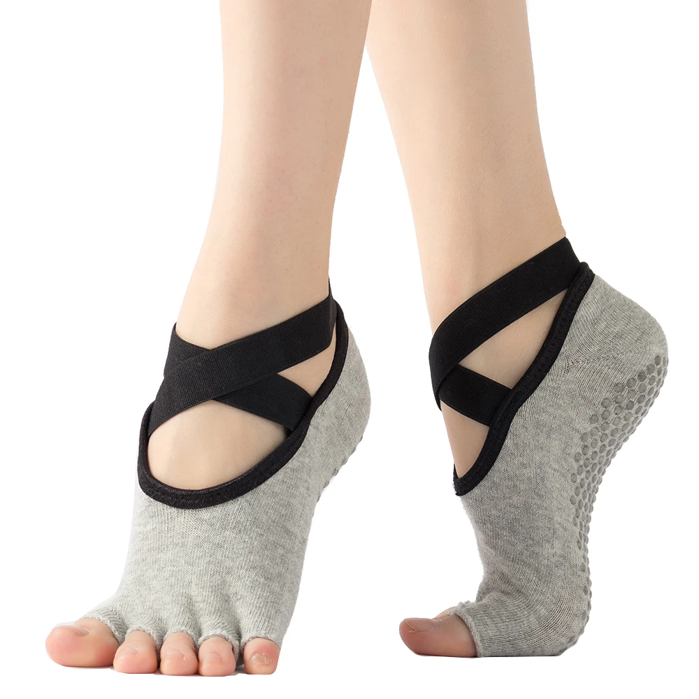 

Women High Quality Cross Bandage Yoga Socks Anti-Slip Quick-Dry Damping Pilates Ballet Socks Good Grip For Women Fitness Socks