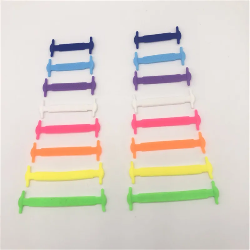 16pcs/lot Silicone Elastic Shoelaces Special No Tie Shoelace Lacing Kids Adult Sneakers Quick Shoe Lace for Women Lacing Rubber