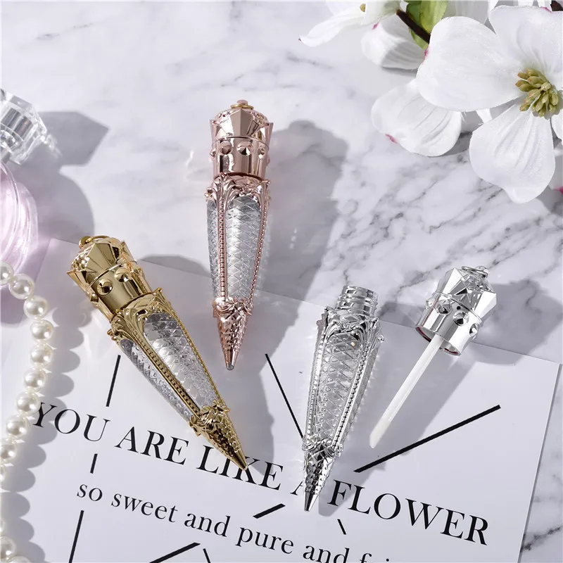 4ml Rose Gold Plastic Wand Crown Lip Gloss Empty Tube Cosmetic Lipgloss Packaging Container