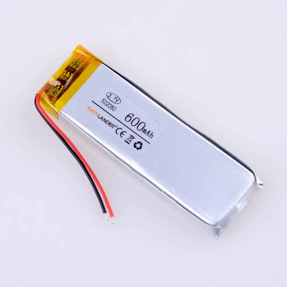 3.7V 600mAh 502060 502160 502260 Lithium Polymer LiPo Rechargeable Battery For Mp3 MP4 GPS bluetooth speaker