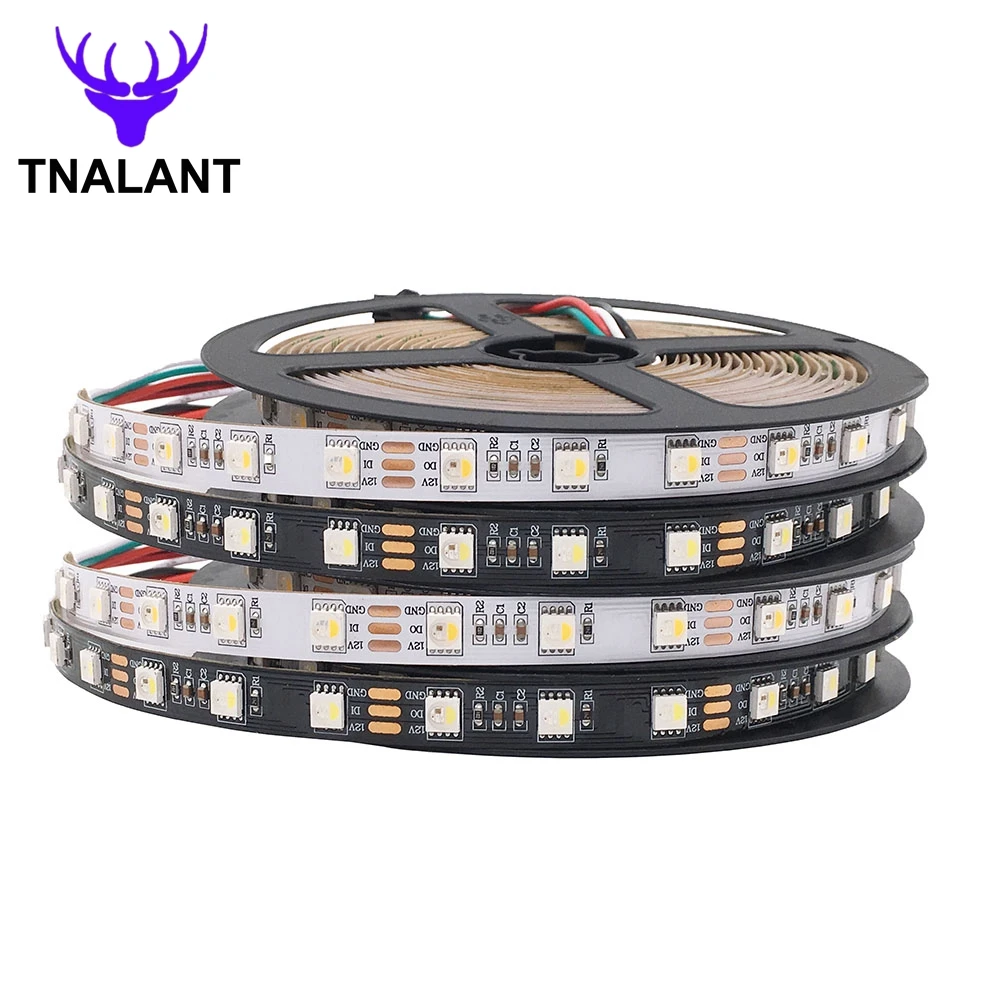 Sk6812 rgbw rgbww led streifen 4 in 1 ein ic laufwerk 3leds/6leds led licht 5m 60 leds schwarz weiß pcb ip30 65 67 dc12v