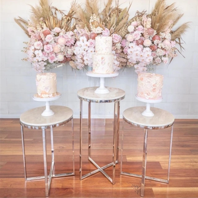 

3pcs/set)Wedding Decoration For Stainless Steel mental gold cake stand cylinder display plinths yudao1106