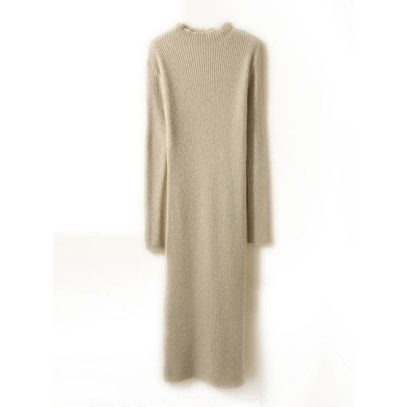 Soft Warm Knitting Dress for Women, 100% Pure Merino Wool, Knitwear for Ladies, 5Colors, Winter, New, 2021