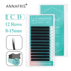 ANNAFRIS Flat Ellipse Extension Eyelashes 8-15mm MIX Length Matte Split Tips Premium Individual Mink False Lashes Cilios Postiço