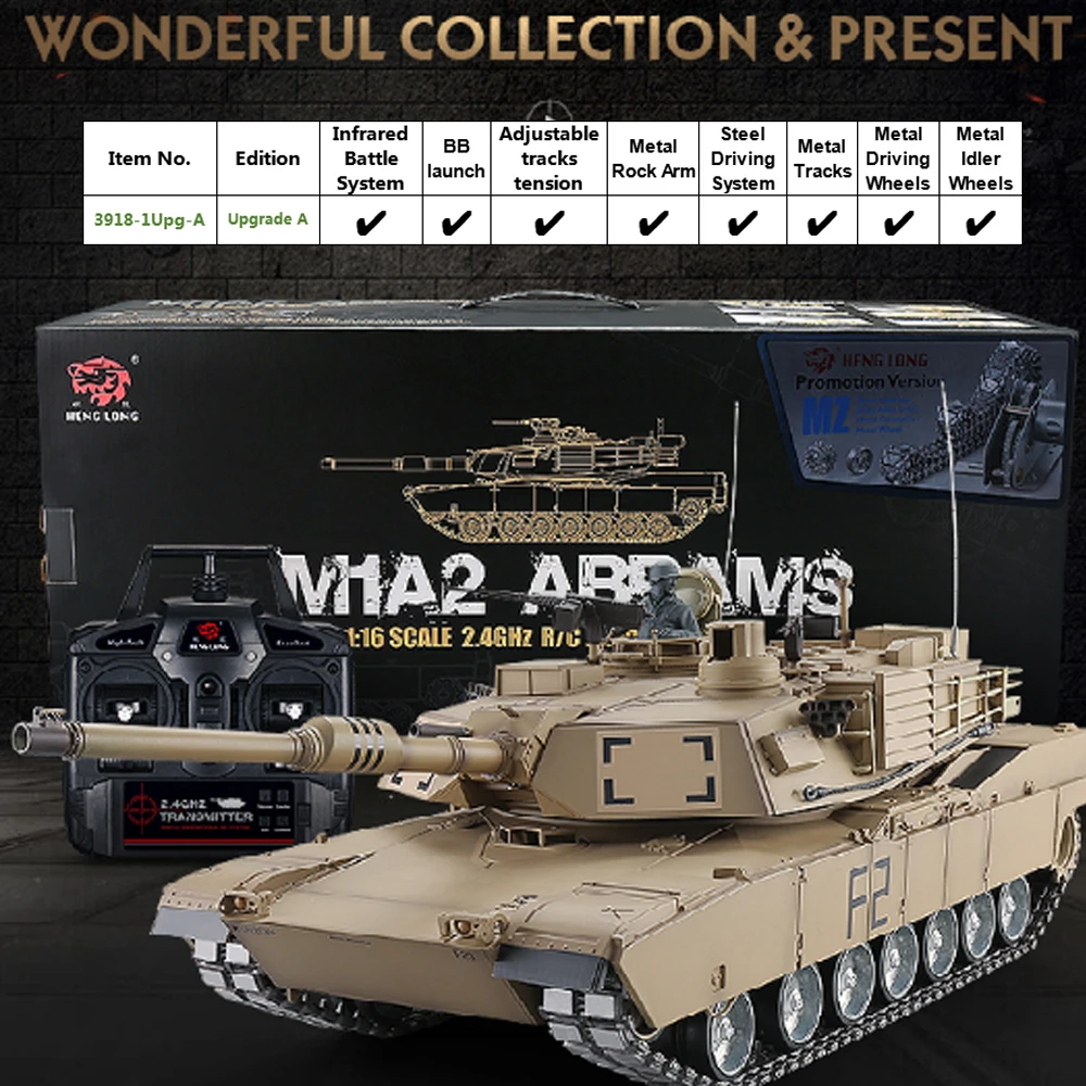 1:16 米国 M1A2 エイブラムス RC 主力戦車陸軍趣味軍用車両 HengLong