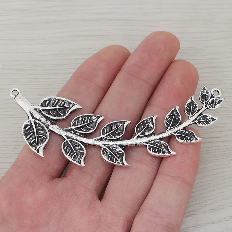 

2 x Tibetan Silver Large Curved Branch Leaves Connectors Charms Pendants for DIY Necklace Jewelry Making Findings Accessories