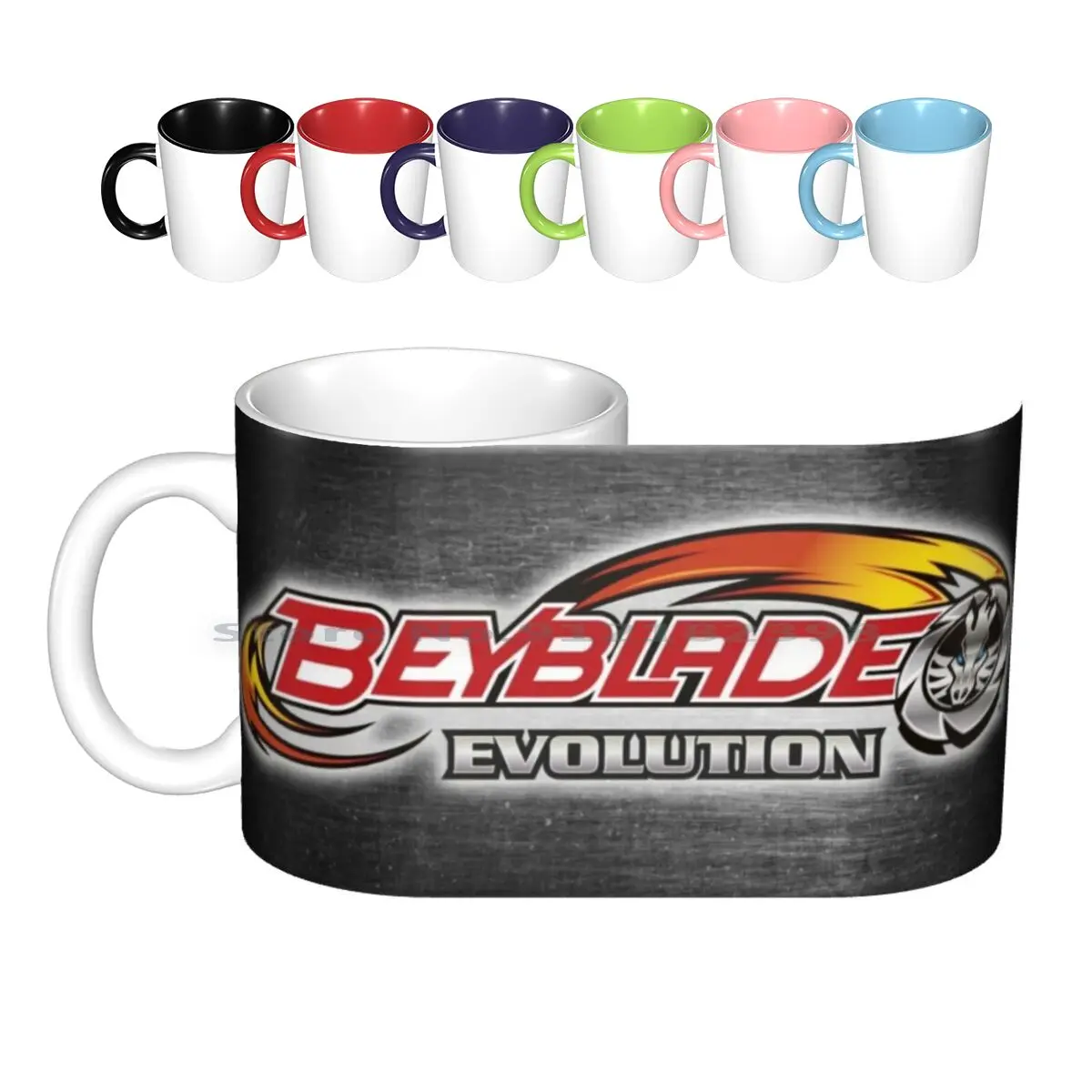 Beyblade Evolution Logo Ceramic Mugs Coffee Cups Milk Tea Mug Beyblade Metal Saga Fight Fury Evolution Logo Brand Meme Brushed